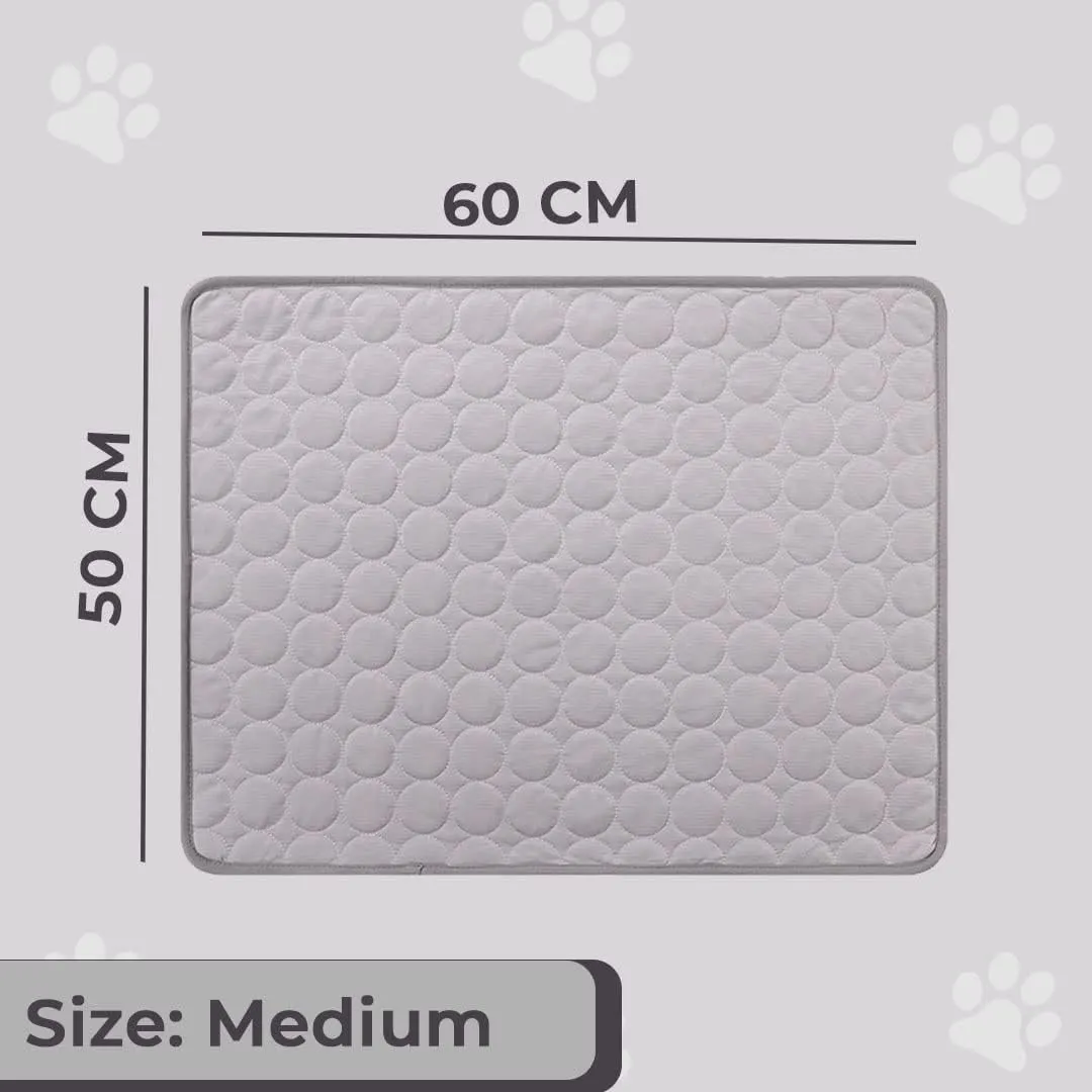 Kuber Industries Rectangular Dog & Cat Bed|Premium Cool Ice Silk with Polyester With Bottom Mesh|Multi-Utility Self-Cooling Pad For Dog & Cat|Light-weight & Durable Dog Bed|ZQCJ001G-M|Grey (Pack Of 4)