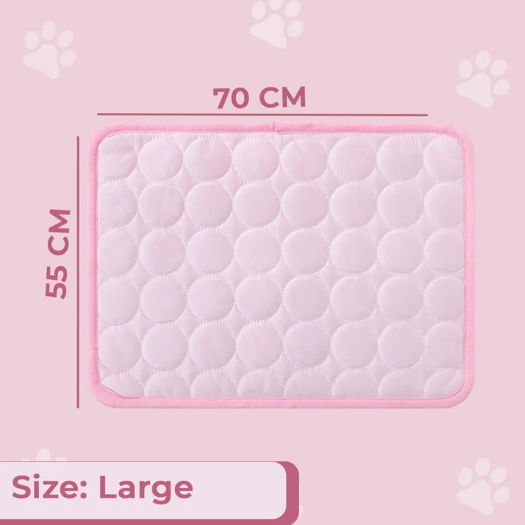 Kuber Industries Rectangular Dog & Cat Bed|Premium Cool Ice Silk with Polyester With Bottom Mesh|Multi-Utility Self-Cooling Pad For Dog & Cat|Light-weight & Durable Dog Bed|ZQCJ001P-L|Pink (Pack Of 4)