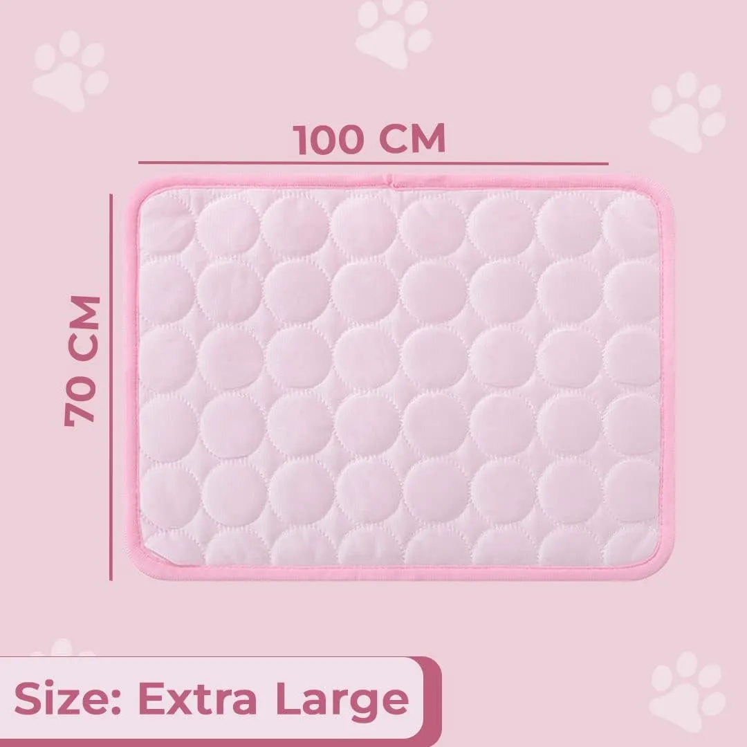 Kuber Industries Rectangular Dog & Cat Bed|Premium Cool Ice Silk with Polyester With Bottom Mesh|Multi-Utility Self-Cooling Pad For Dog & Cat|Light-weight & Durable Dog Bed|ZQCJ001P-XL|Pink(Pack Of 5)