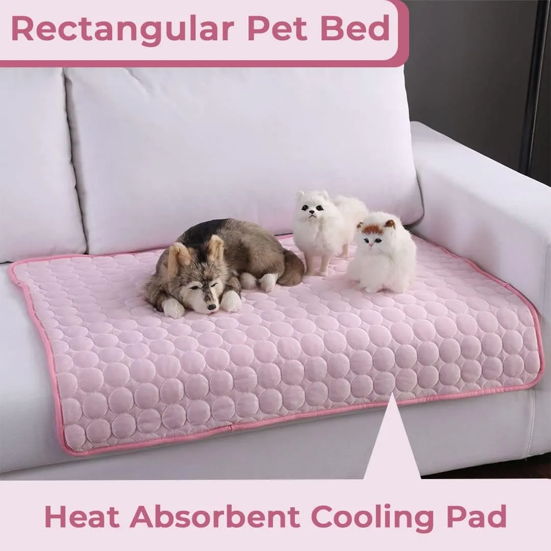 Kuber Industries Rectangular Dog & Cat Bed|Premium Cool Ice Silk with Polyester With Bottom Mesh|Multi-Utility Self-Cooling Pad For Dog & Cat|Light-weight & Durable Dog Bed|ZQCJ001P-XS|Pink(Pack Of 5)