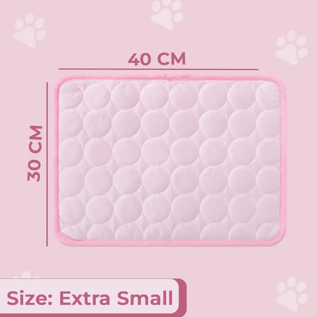 Kuber Industries Rectangular Dog & Cat Bed|Premium Cool Ice Silk with Polyester With Bottom Mesh|Multi-Utility Self-Cooling Pad For Dog & Cat|Light-weight & Durable Dog Bed|ZQCJ001P-XS|Pink(Pack Of 5)