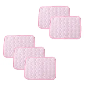 Kuber Industries Rectangular Dog & Cat Bed|Premium Cool Ice Silk with Polyester With Bottom Mesh|Multi-Utility Self-Cooling Pad For Dog & Cat|Light-weight & Durable Dog Bed|ZQCJ001P-XS|Pink(Pack Of 5)