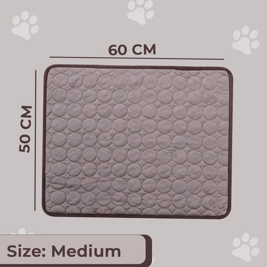 Kuber Industries Rectangular Dog & Cat Bed|Premium Cool Ice Silk with Polyester With Bottom Mesh|MultiUtility Self-Cooling Pad For Dog & Cat|Light-weight & Durable Dog Bed|ZQCJ001C-M|Coffee(Pack Of 4)