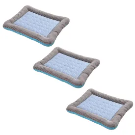 Kuber Industries Rectangular Dog & Cat Bed|Yarn Dyed Oxford Cloth|Nylon and Polyester With Cotton Filling|Self-Cooling Bed For Dog & Cat|Small Light-weight & Durable Dog Bed|ZQCJ005B-L|Blue(Pack Of 3)