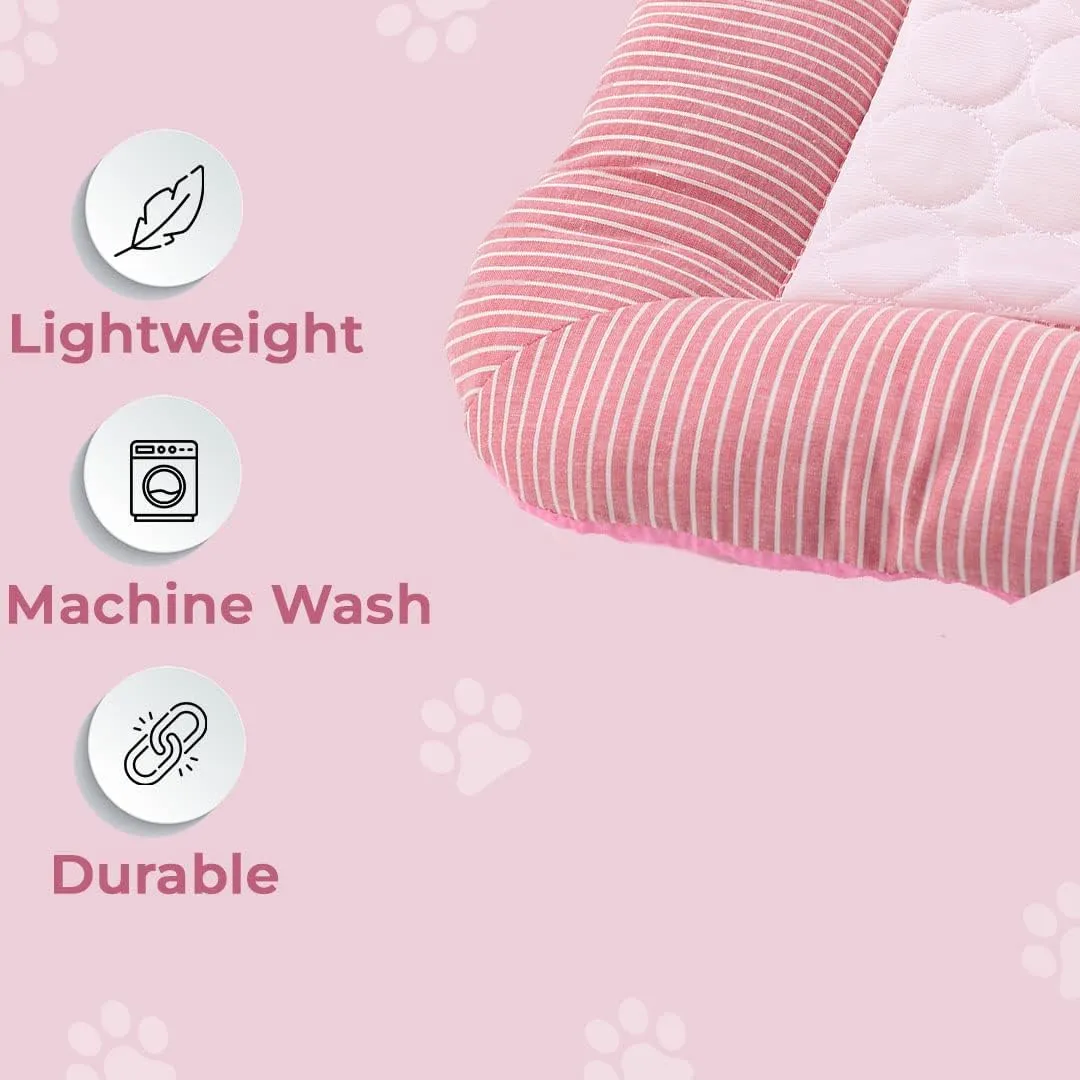 Kuber Industries Rectangular Dog & Cat Bed|Yarn Dyed Oxford Cloth|Nylon and Polyester With Cotton Filling|Self-Cooling Bed For Dog & Cat|Small Light-weight & Durable Dog Bed|ZQCJ005P-S|Pink(Pack Of 2)