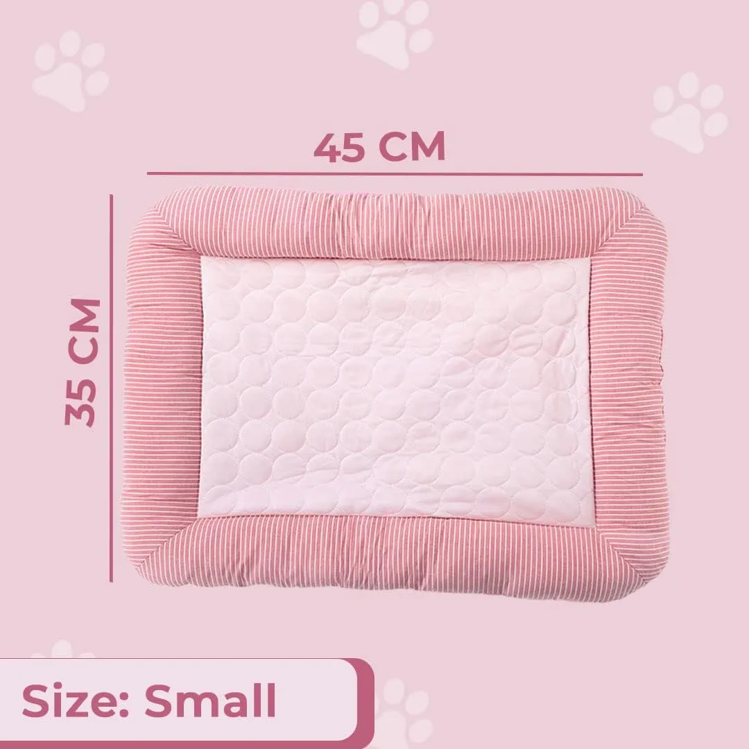 Kuber Industries Rectangular Dog & Cat Bed|Yarn Dyed Oxford Cloth|Nylon and Polyester With Cotton Filling|Self-Cooling Bed For Dog & Cat|Small Light-weight & Durable Dog Bed|ZQCJ005P-S|Pink(Pack Of 2)