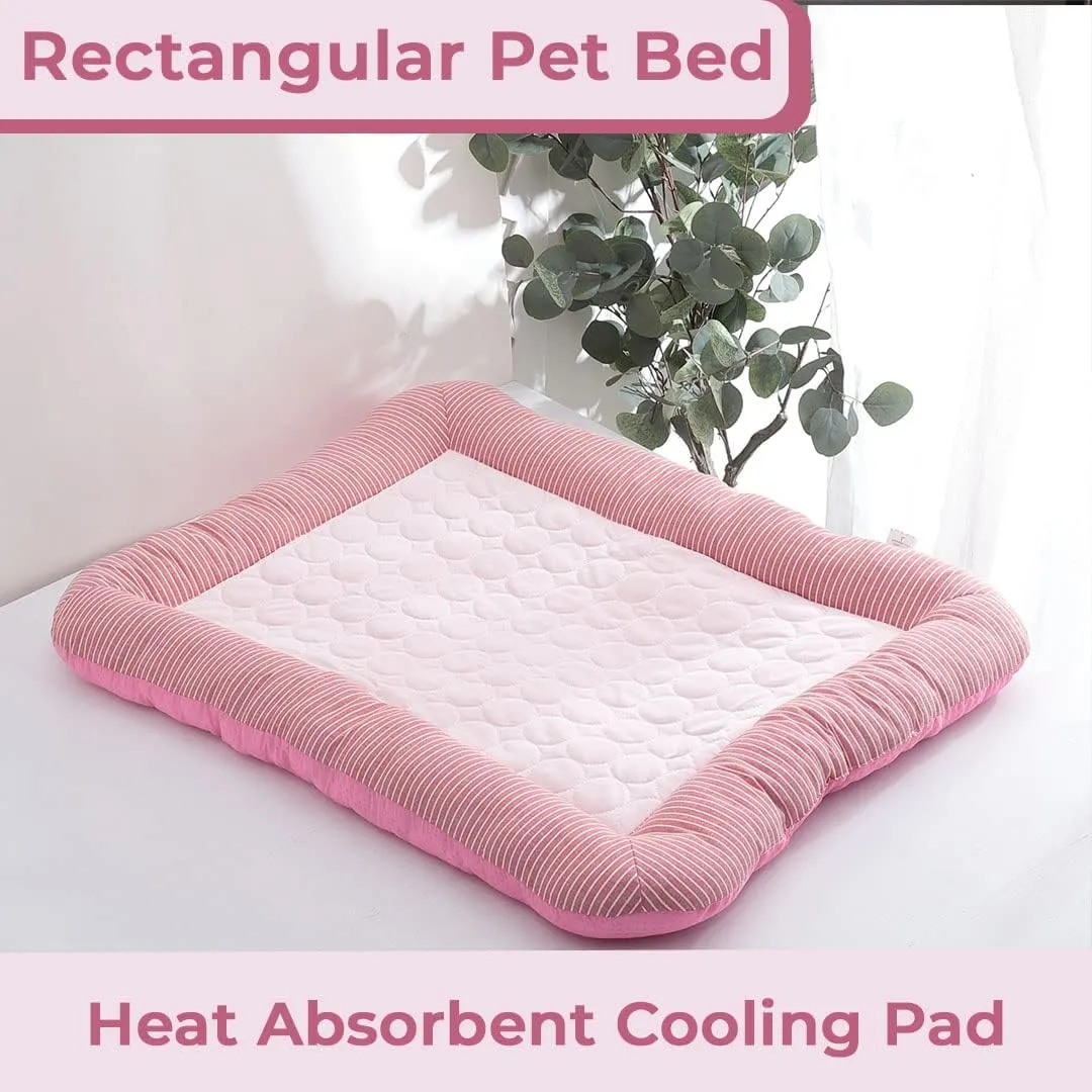 Kuber Industries Rectangular Dog & Cat Bed|Yarn Dyed Oxford Cloth|Nylon and Polyester With Cotton Filling|Self-Cooling Bed For Dog & Cat|Small Light-weight & Durable Dog Bed|ZQCJ005P-S|Pink(Pack Of 2)