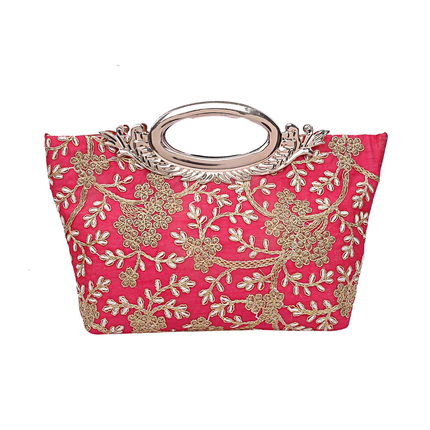 Kuber Industries Silk Clutch Ladies Handbag (Pink) -CTKTC8782