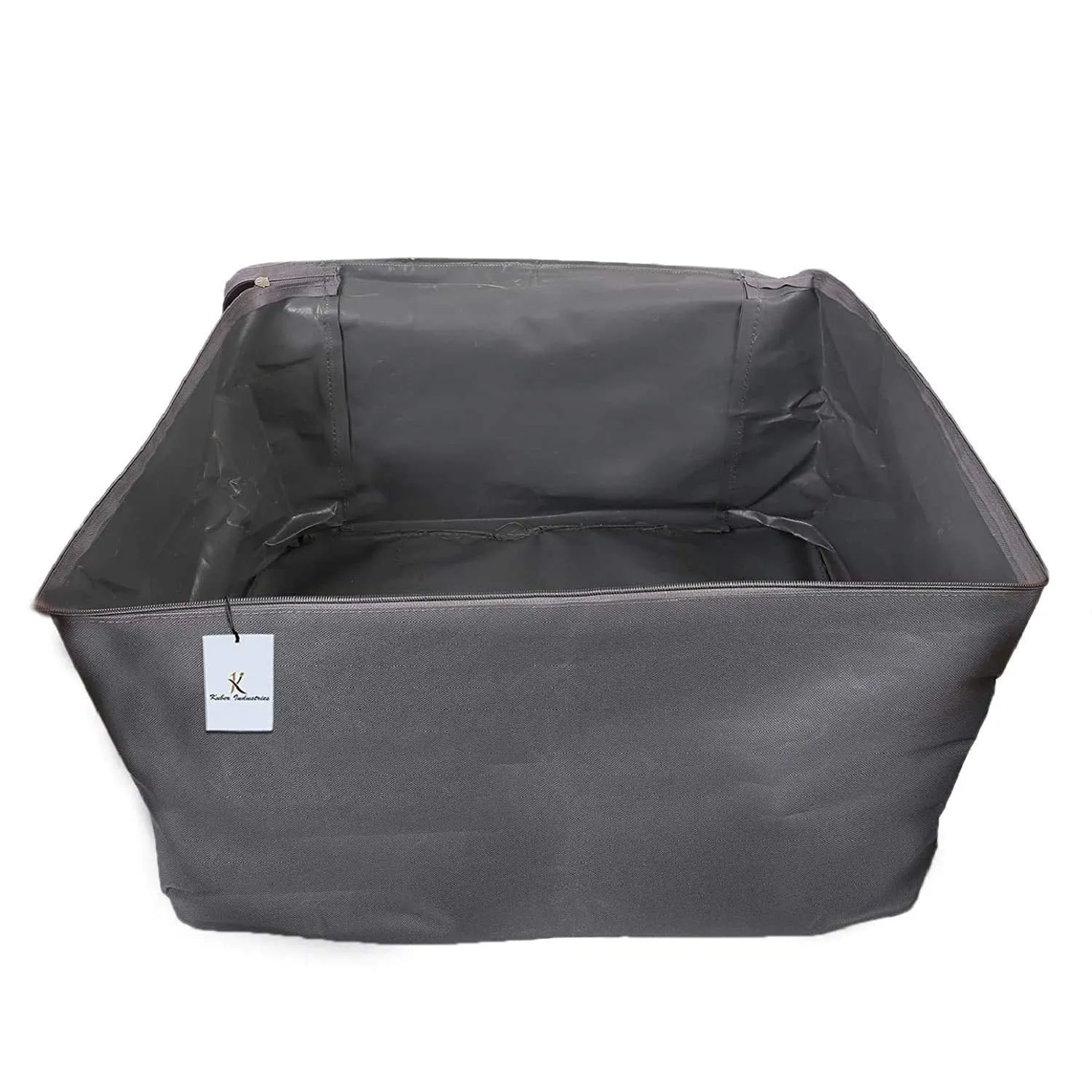 Kuber Industries Small Size Lightweight Foldable Rexine Jumbo Underbed Storage Bag with Zipper and Handle (Grey)-Pack of 2