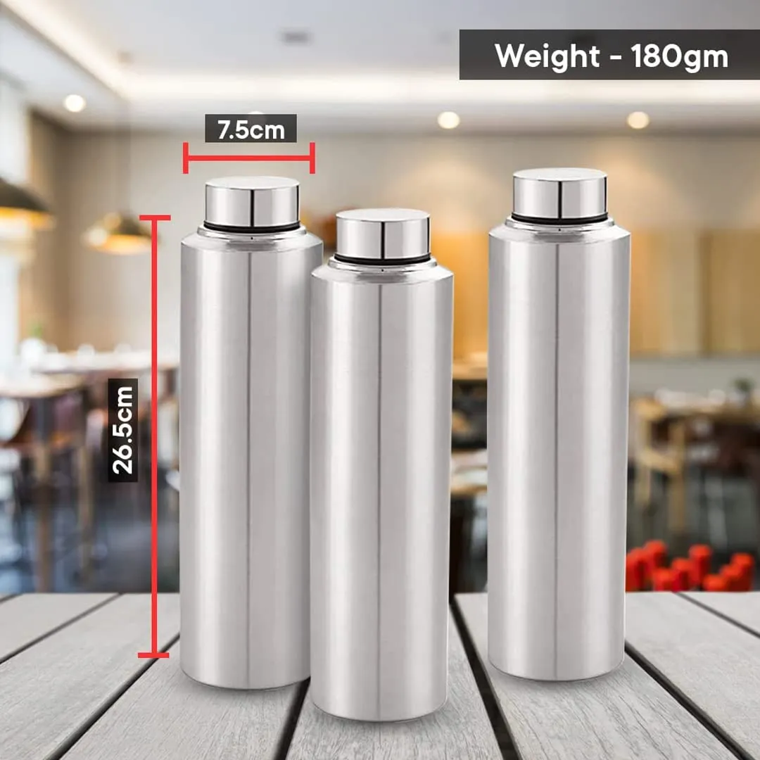 Kuber Industries Stainless Steel Water Bottle|1 LTR Food Grade, BPA Free Lid, Non-Toxic, Rust Free|Airtight, Leak Proof & Odour Free|for Home, School, Office & Gym|Water Bottle Set of 6 (Pack of 2)