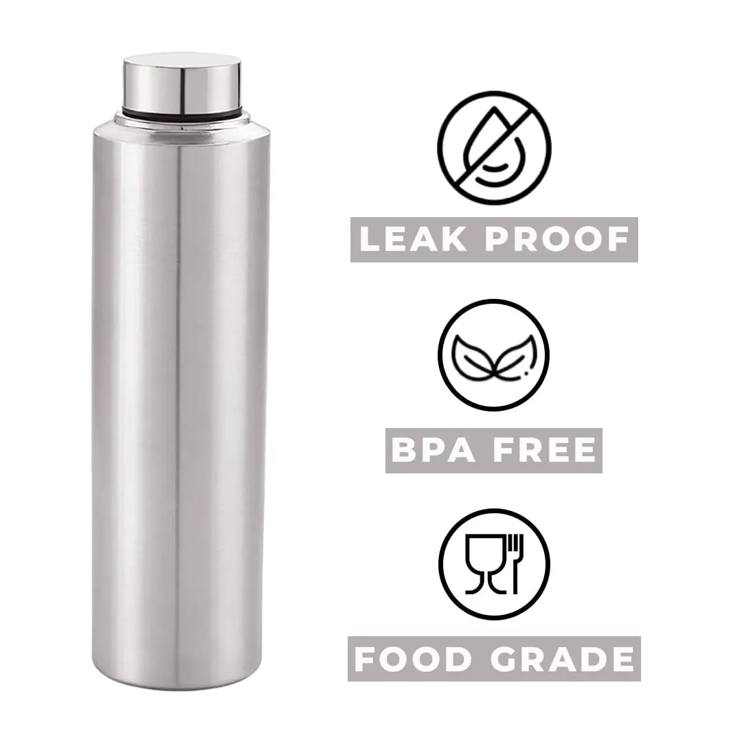 Kuber Industries Stainless Steel Water Bottle|1 LTR Food Grade, BPA Free Lid, Non-Toxic, Rust Free|Airtight, Leak Proof & Odour Free|for Home, School, Office & Gym|Water Bottle Set of 6 (Pack of 3)