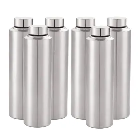 Kuber Industries Stainless Steel Water Bottle|1 LTR Food Grade, BPA Free Lid, Non-Toxic, Rust Free|Airtight, Leak Proof & Odour Free|for Home, School, Office & Gym|Water Bottle Set of 6 (Pack of 5)