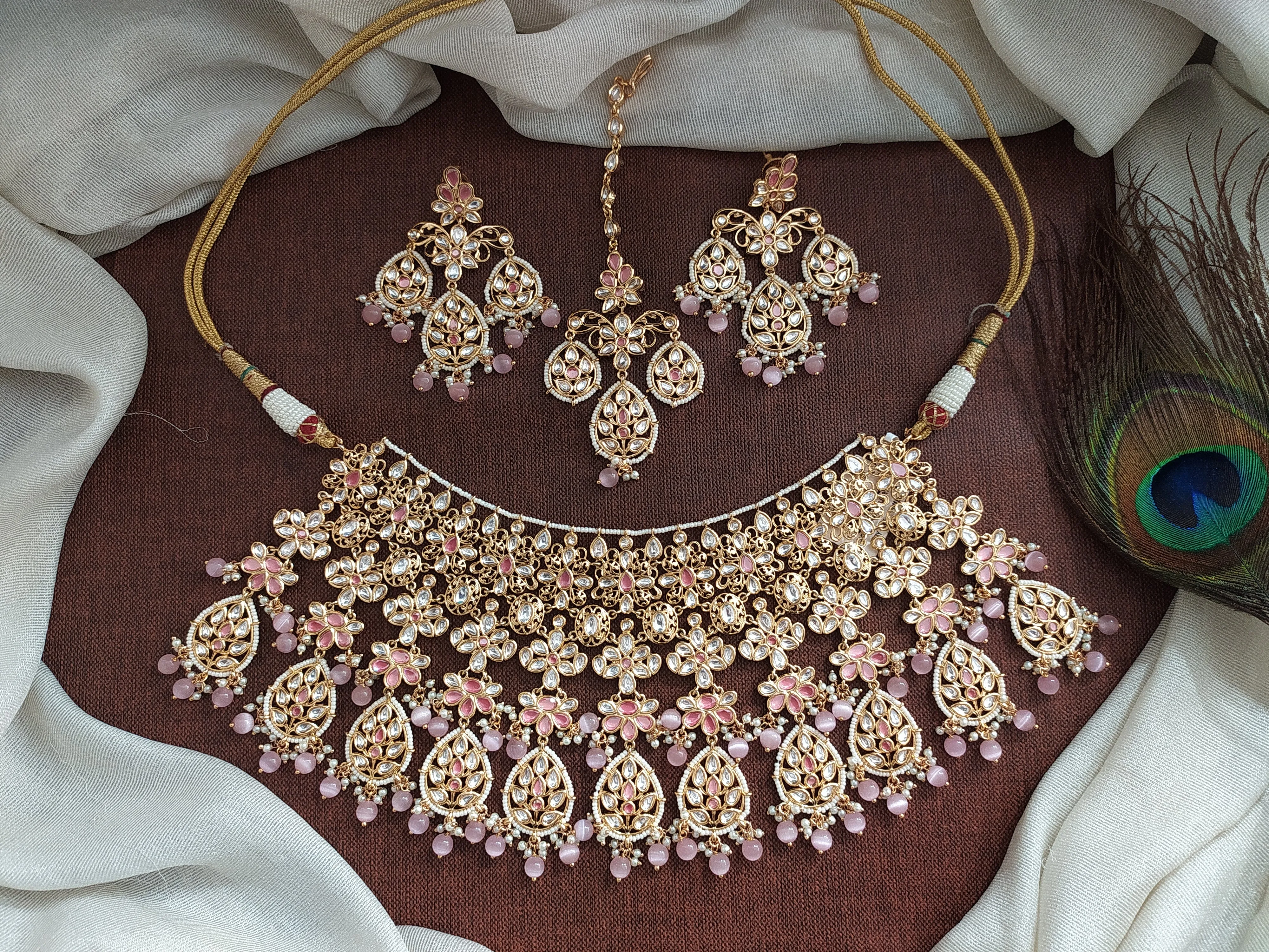 Kundan Bridal Flexible Choker Set with Kundan/Polki Stones