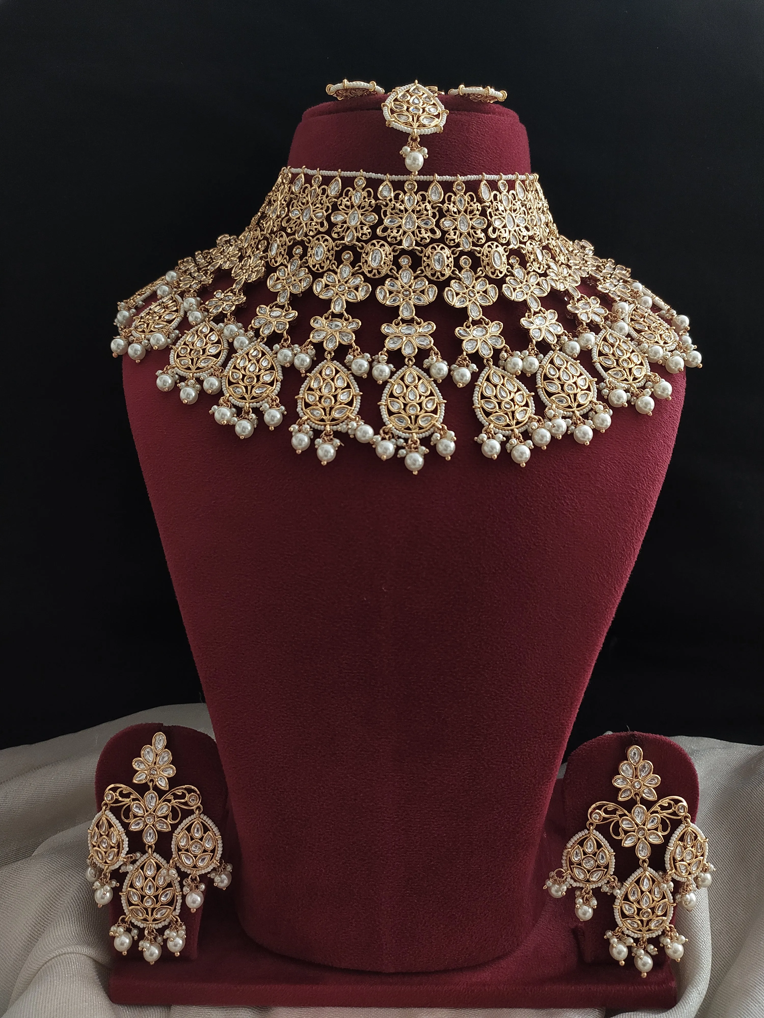 Kundan Bridal Flexible Choker Set with Kundan/Polki Stones