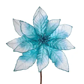 Kurt Adler Turquoise and White Poinsettia Pick