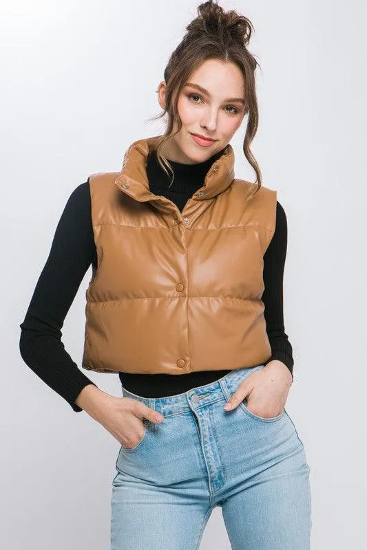 Kyndall Puffer Leather Vest