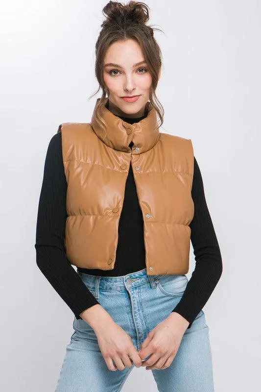 Kyndall Puffer Leather Vest