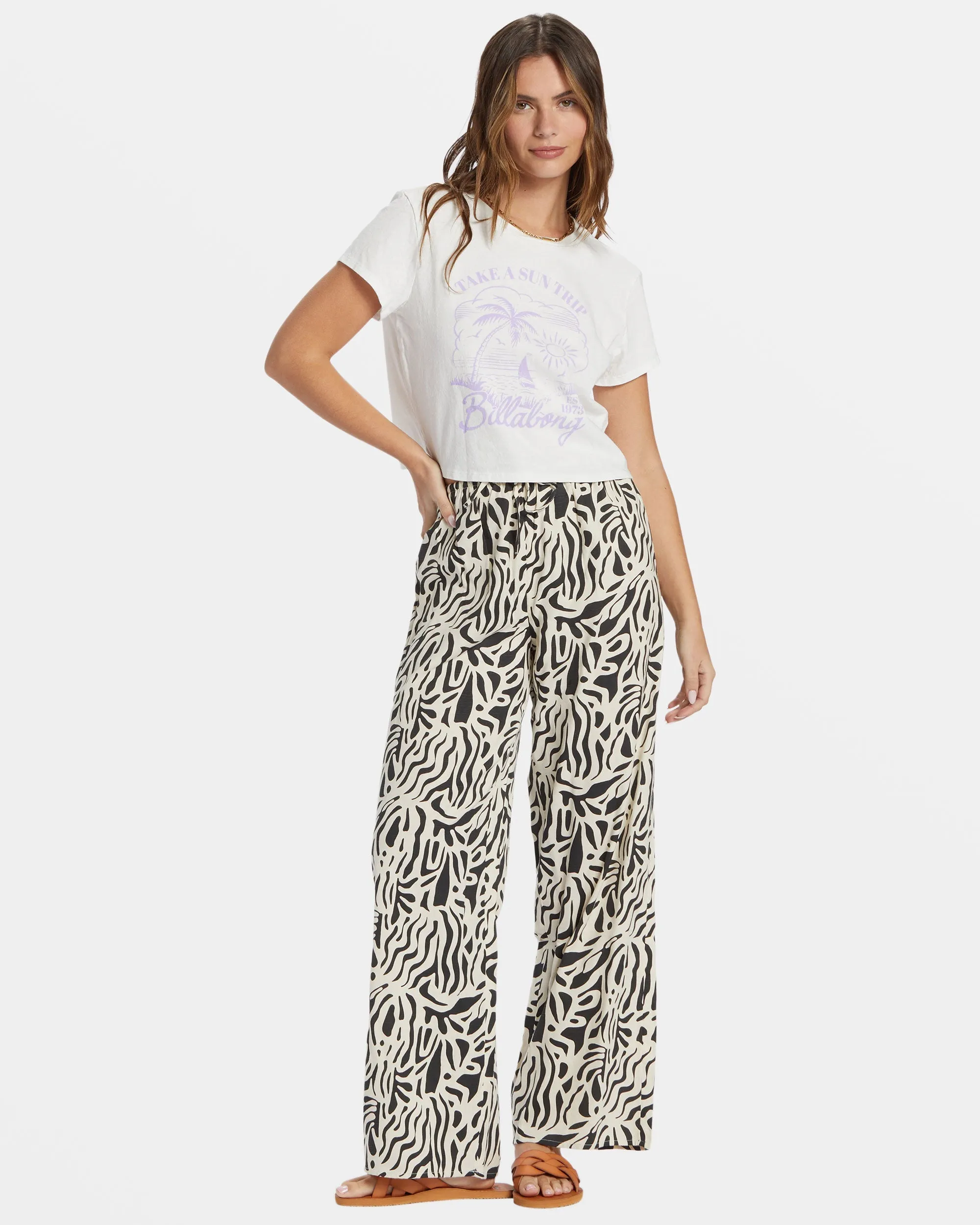 La Cala Printed Flared Pants - Black Sands