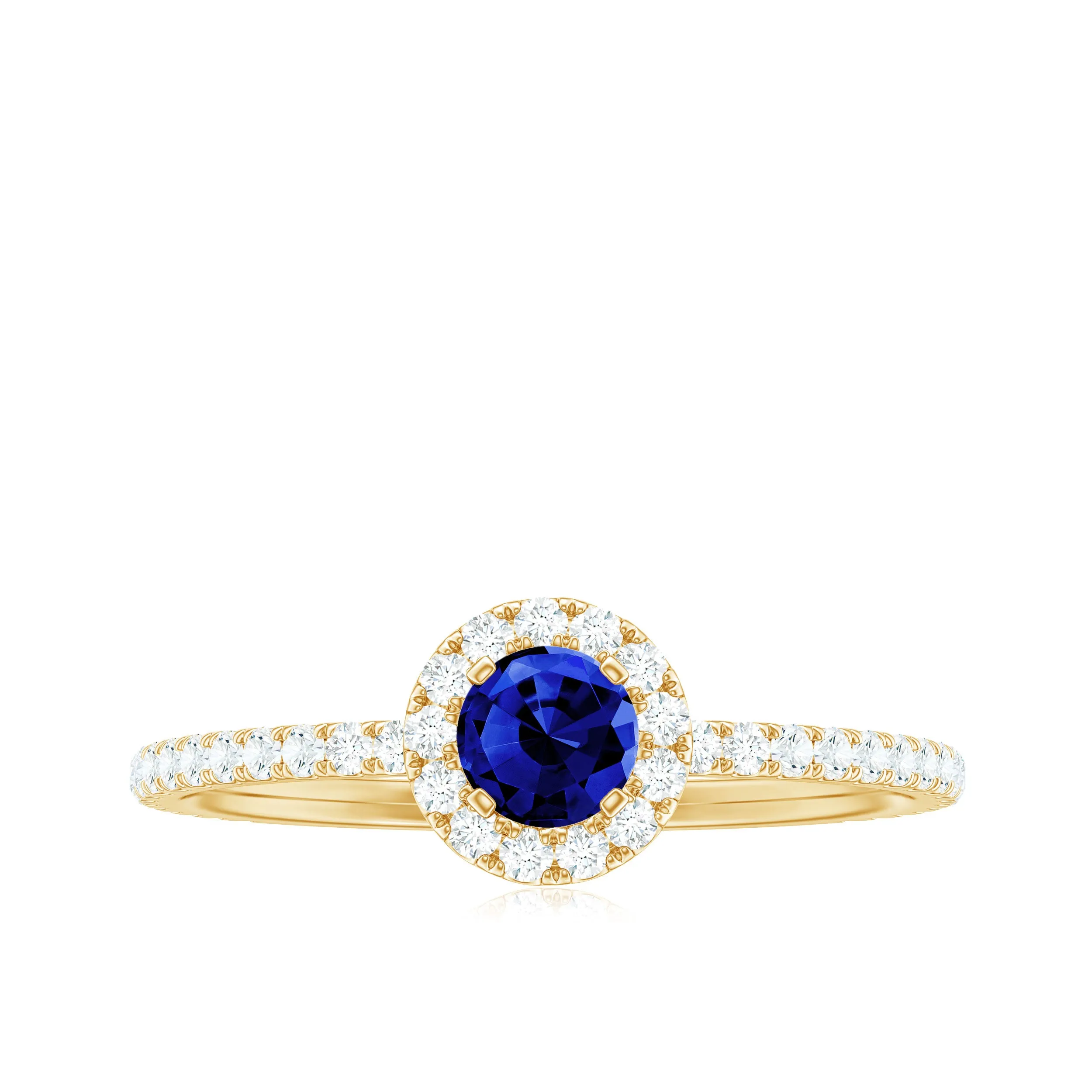 Lab Grown Blue Sapphire and Diamond Minimal Engagement Ring