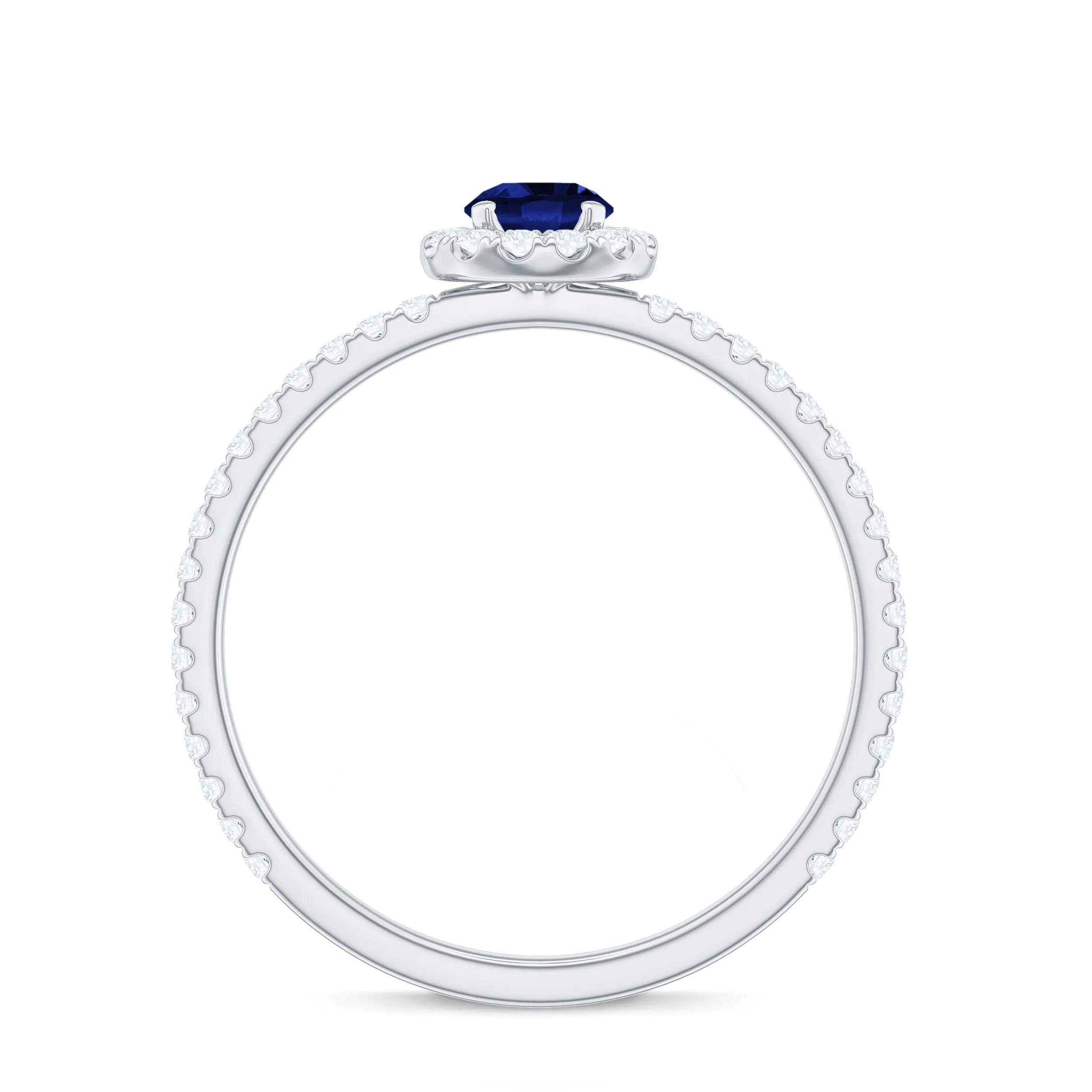 Lab Grown Blue Sapphire and Diamond Minimal Engagement Ring