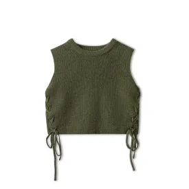 Lace-up Tie Vest IN: Olive