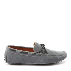 Laced Driving Loafers, slate grey suede