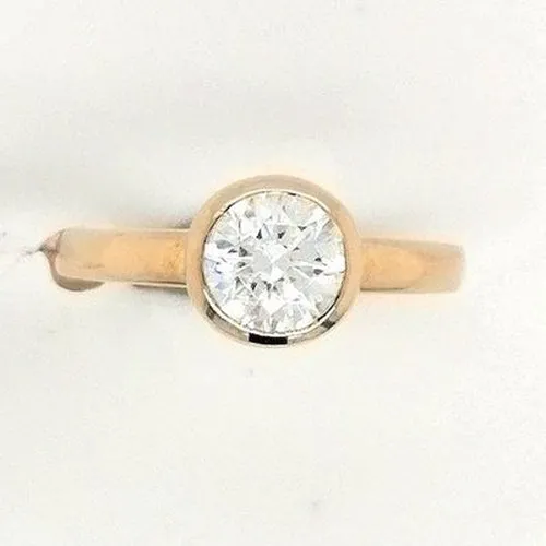 Ladies CZ Dress Ring in Rub Over Setting