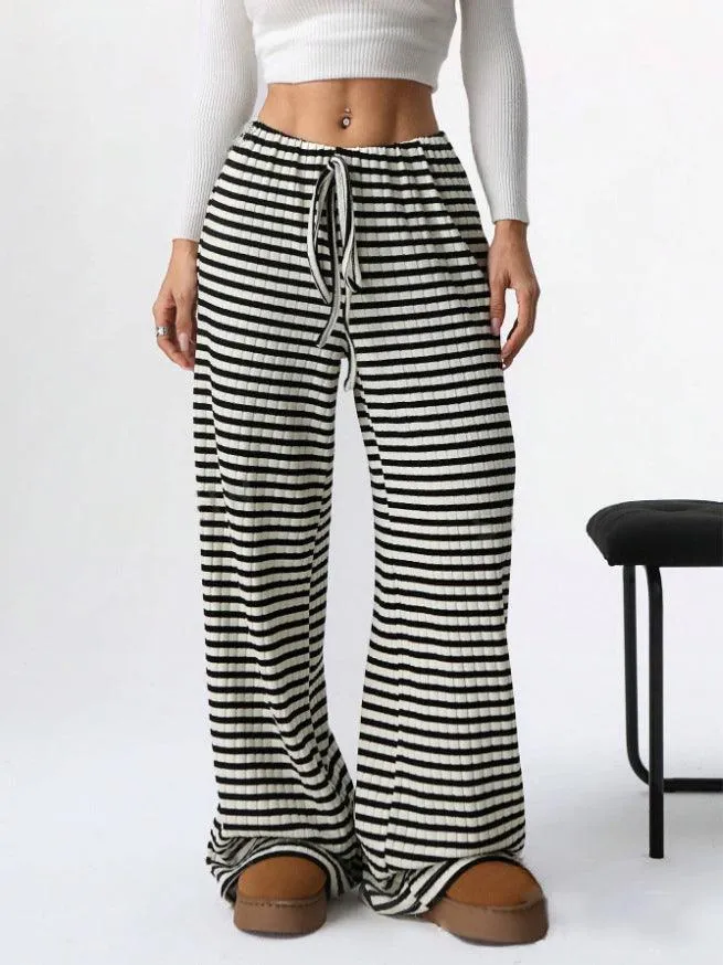 Ladies Striped Color Block Casual Pants SKP4785