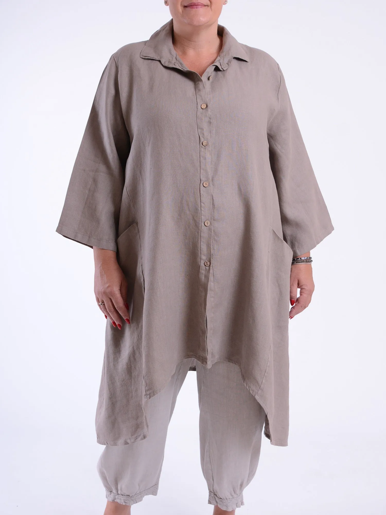 Lagenlook Heavy Linen Shirt Dress - 9445