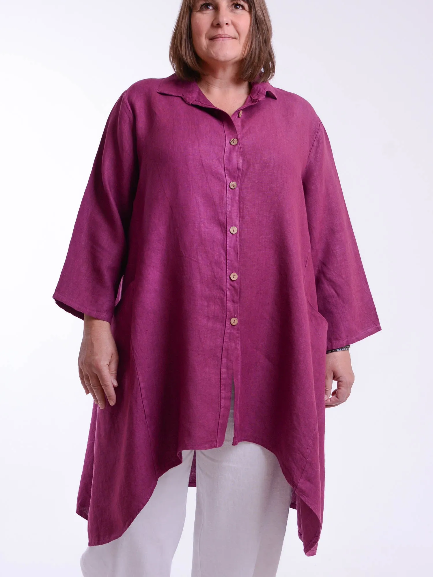 Lagenlook Heavy Linen Shirt Dress - 9445