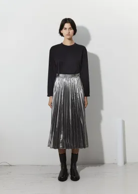 Lame Taffeta Long Pleated Skirt