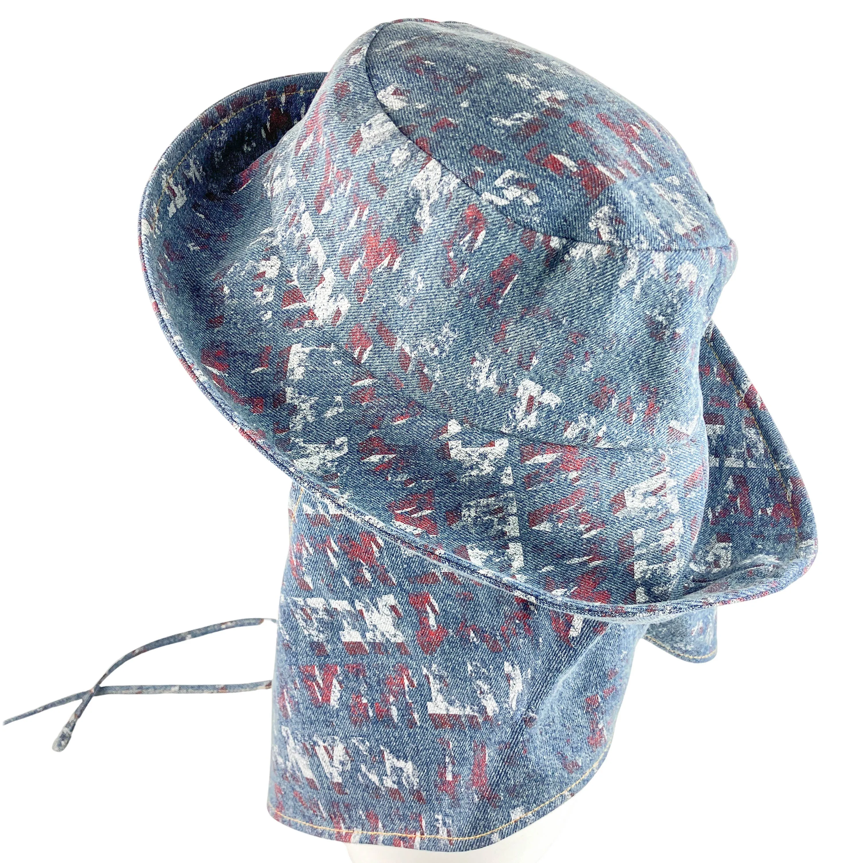 Lanvin Denim Fisherman Hat in Printed Light Blue