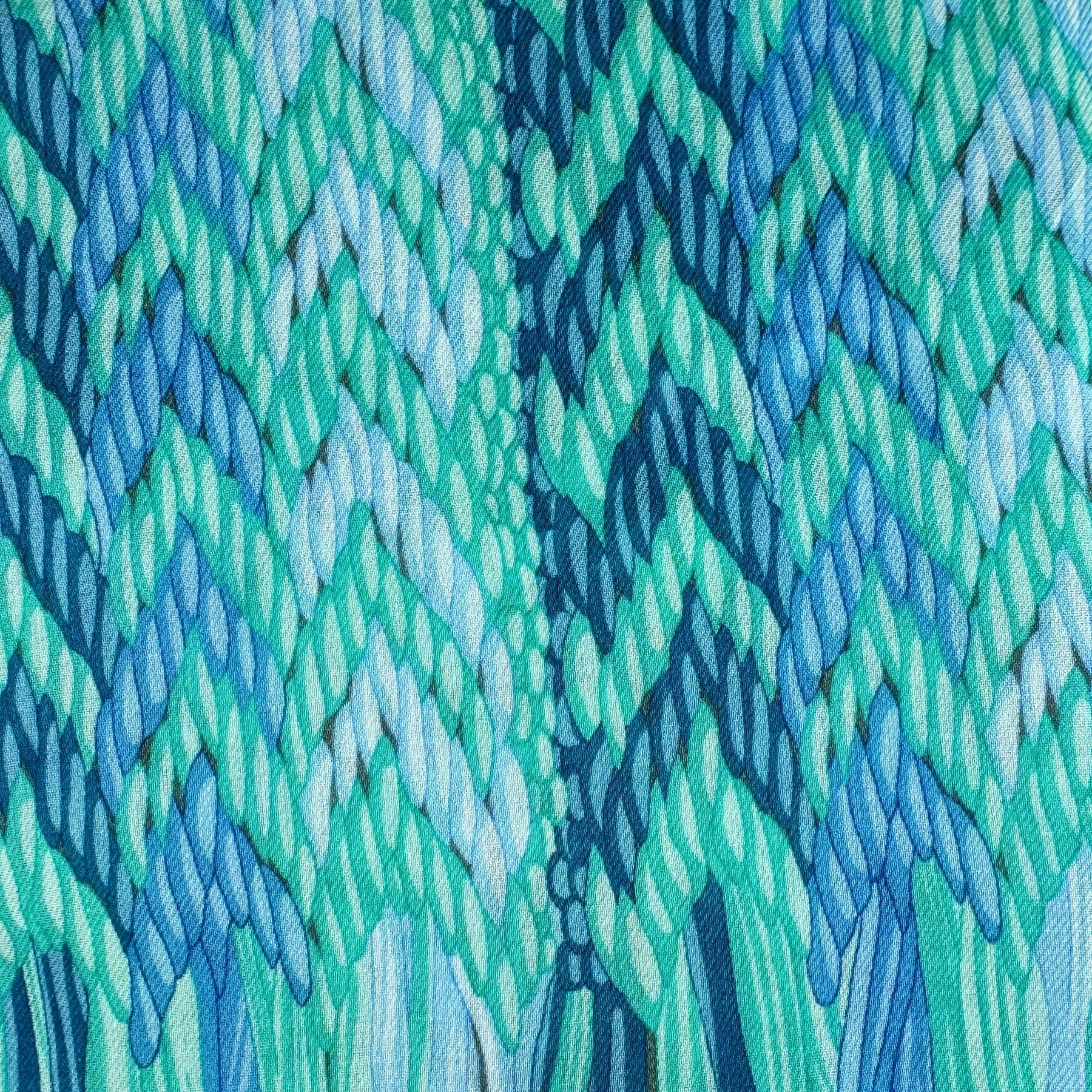 Lanvin Scarf Aqua Blue Weave & Fringe Design - Cashmere Blend Shawl