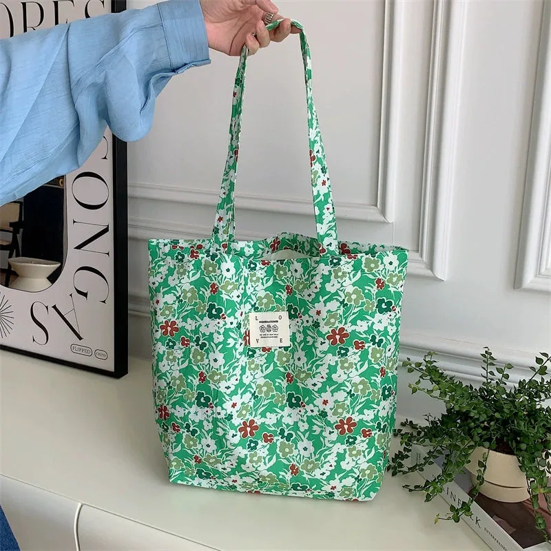 Large Capacity Floral Canvas Tote Bag