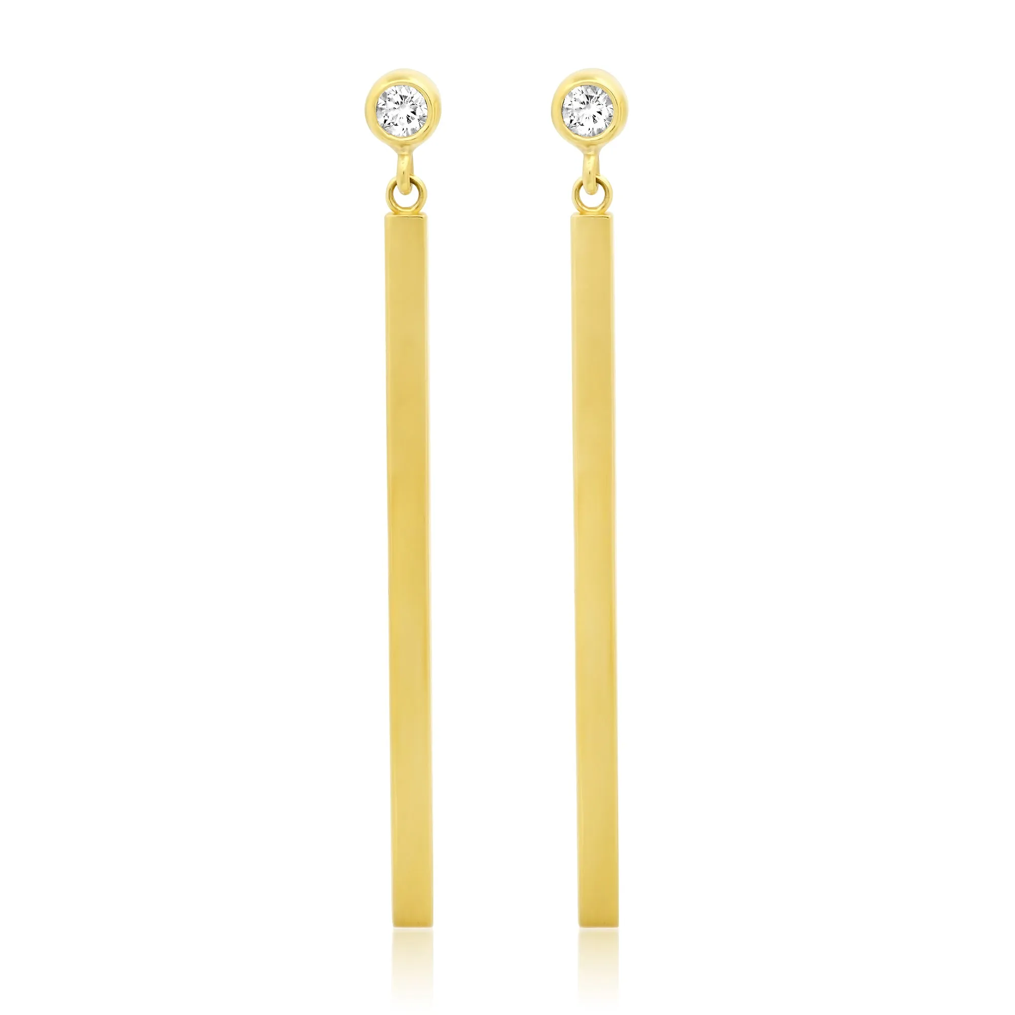 Large Diamond Bezel and Long Stick Studs