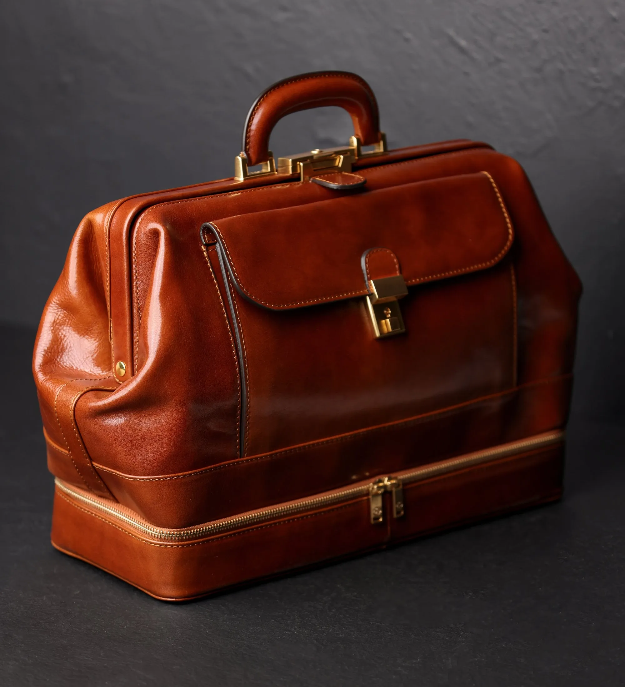 Large Italian Leather Doctor Bag - The Master and Margarita