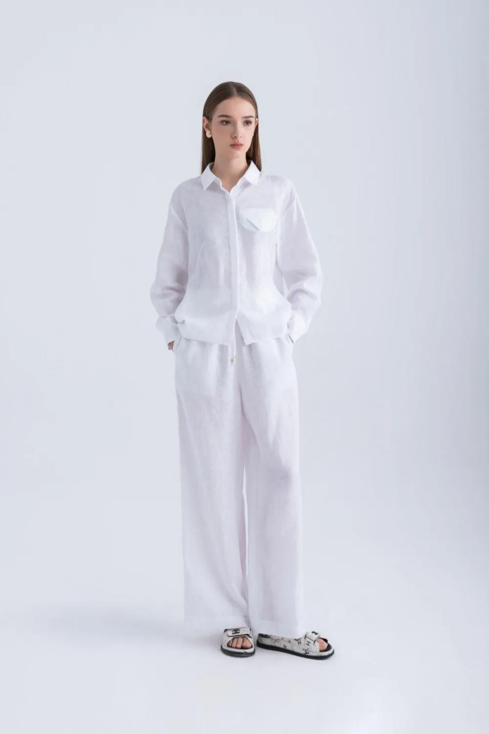 Laura Straight Wide Leg Linen Trousers