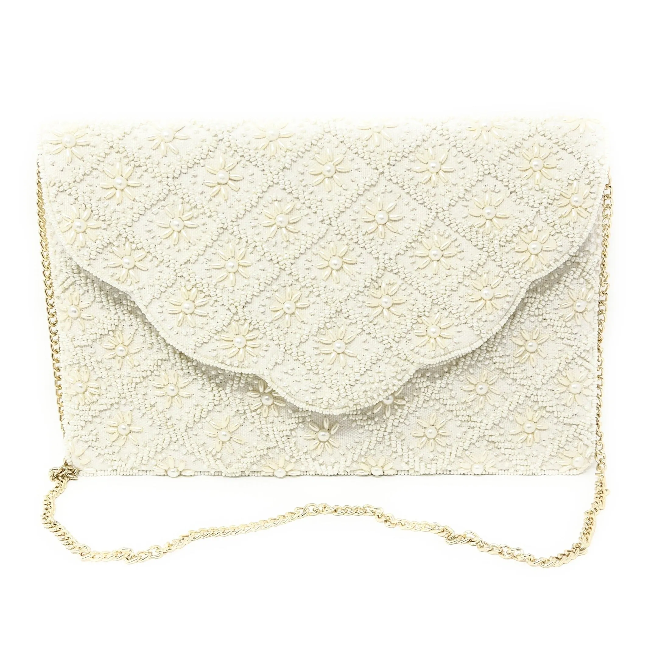 Layla Ivory Beaded Clutch Purse