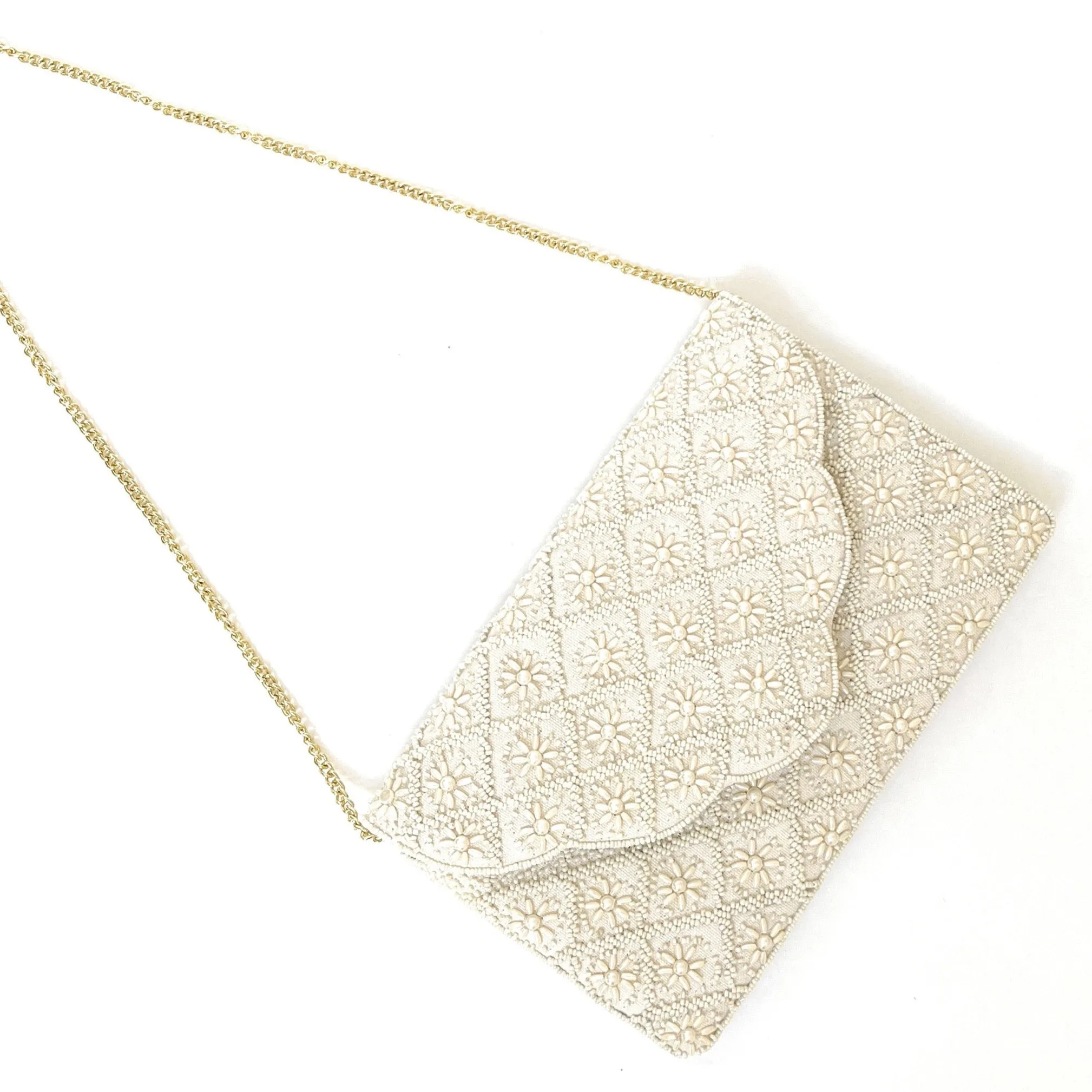 Layla Ivory Beaded Clutch Purse