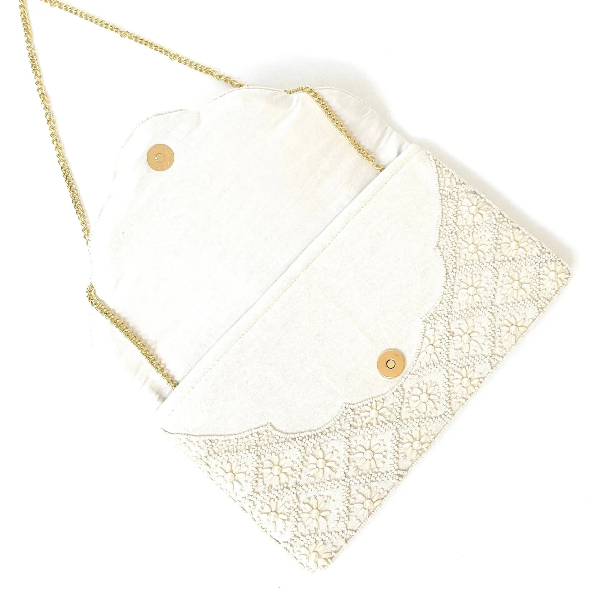 Layla Ivory Beaded Clutch Purse