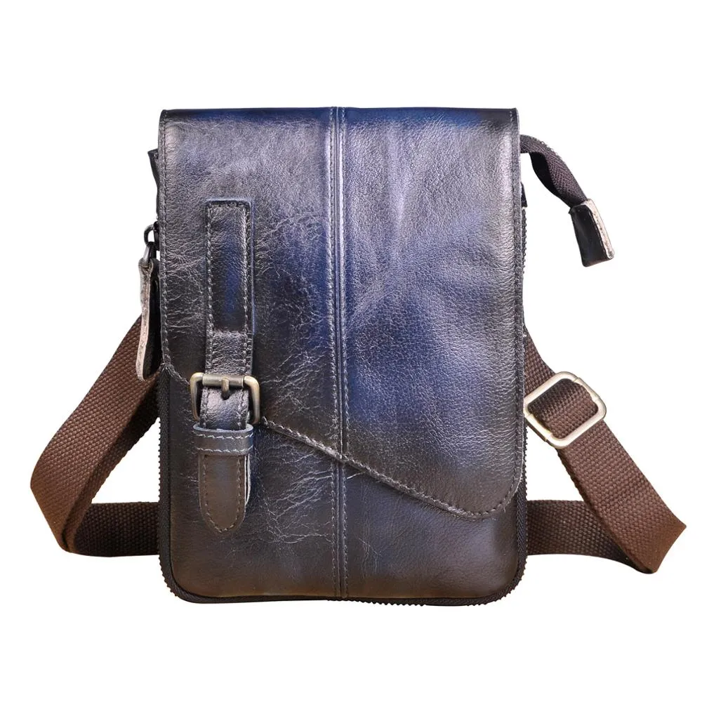 LE' AOKUU Real Leather Men's Multi-Function Messenger Satchel