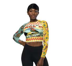 Le Gaulois Gallic French Rooster Eco-Poly Long Sleeve Crop Top