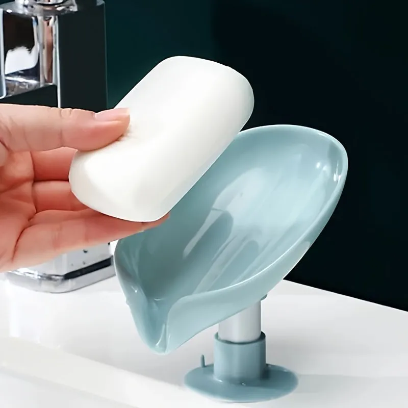 Leafshaped Suction Cup Soap Dish Stylish Bathroom Soap Rack