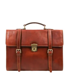 Leather Belted Briefcase, Convertible Backpack - The Glass Menagerie