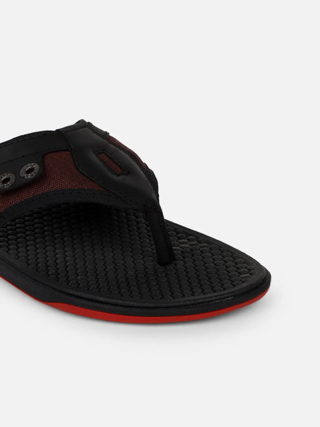 Leather black flipflops for men