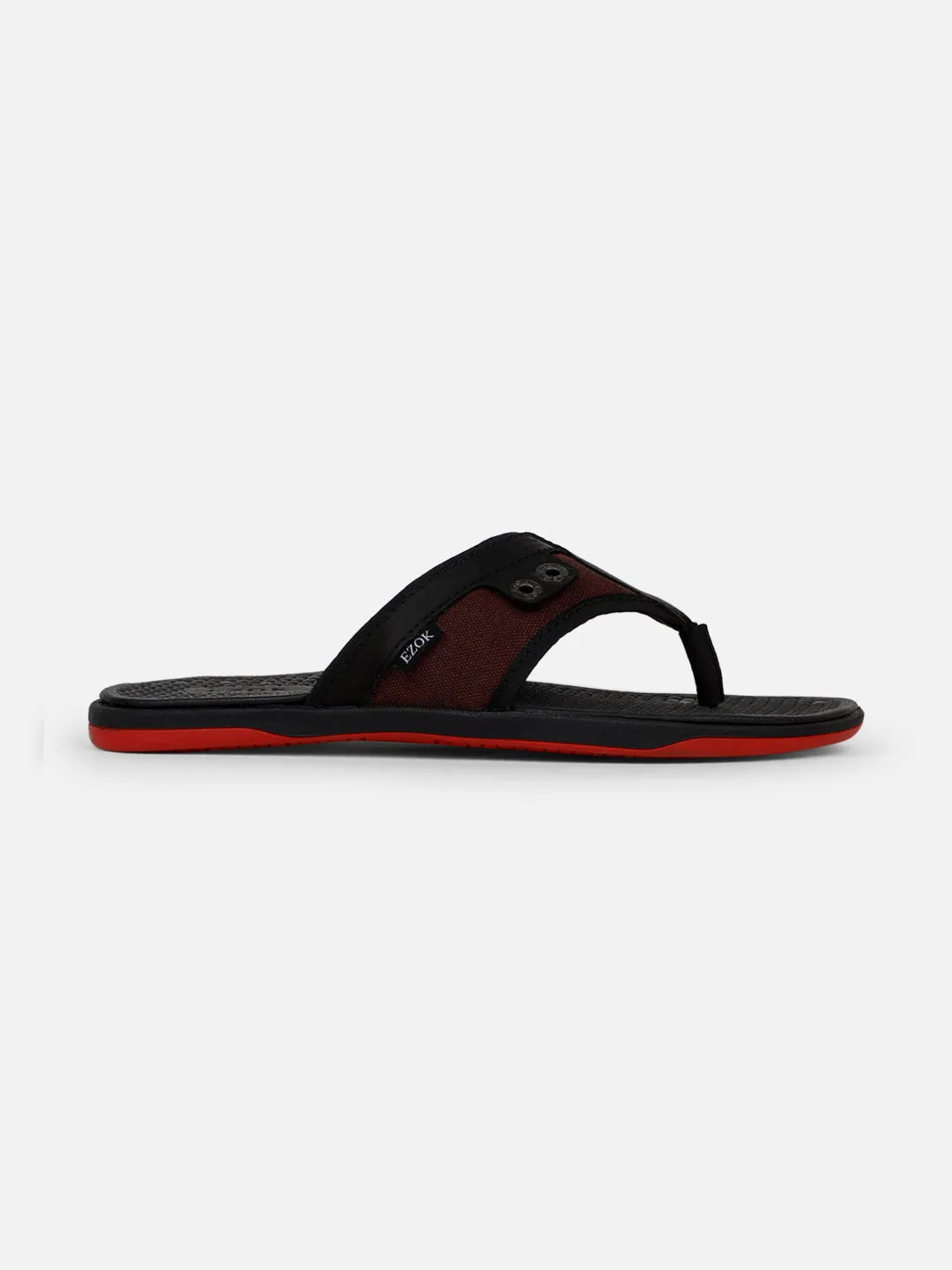 Leather black flipflops for men