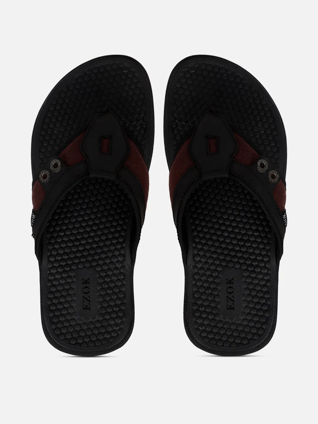 Leather black flipflops for men