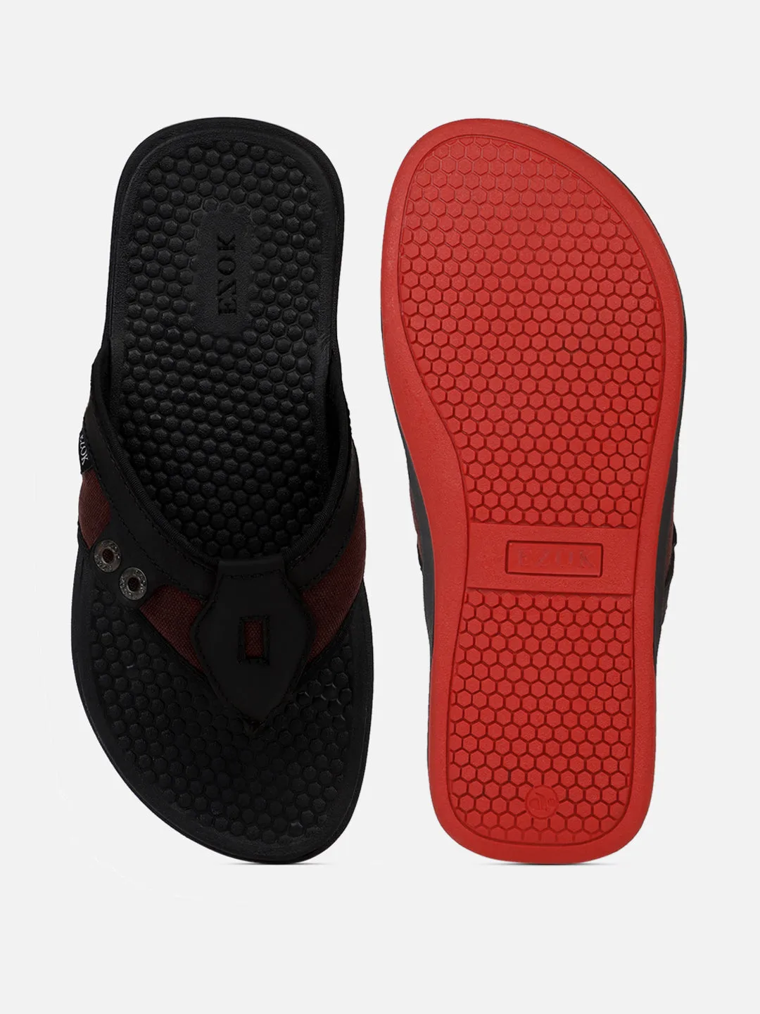 Leather black flipflops for men