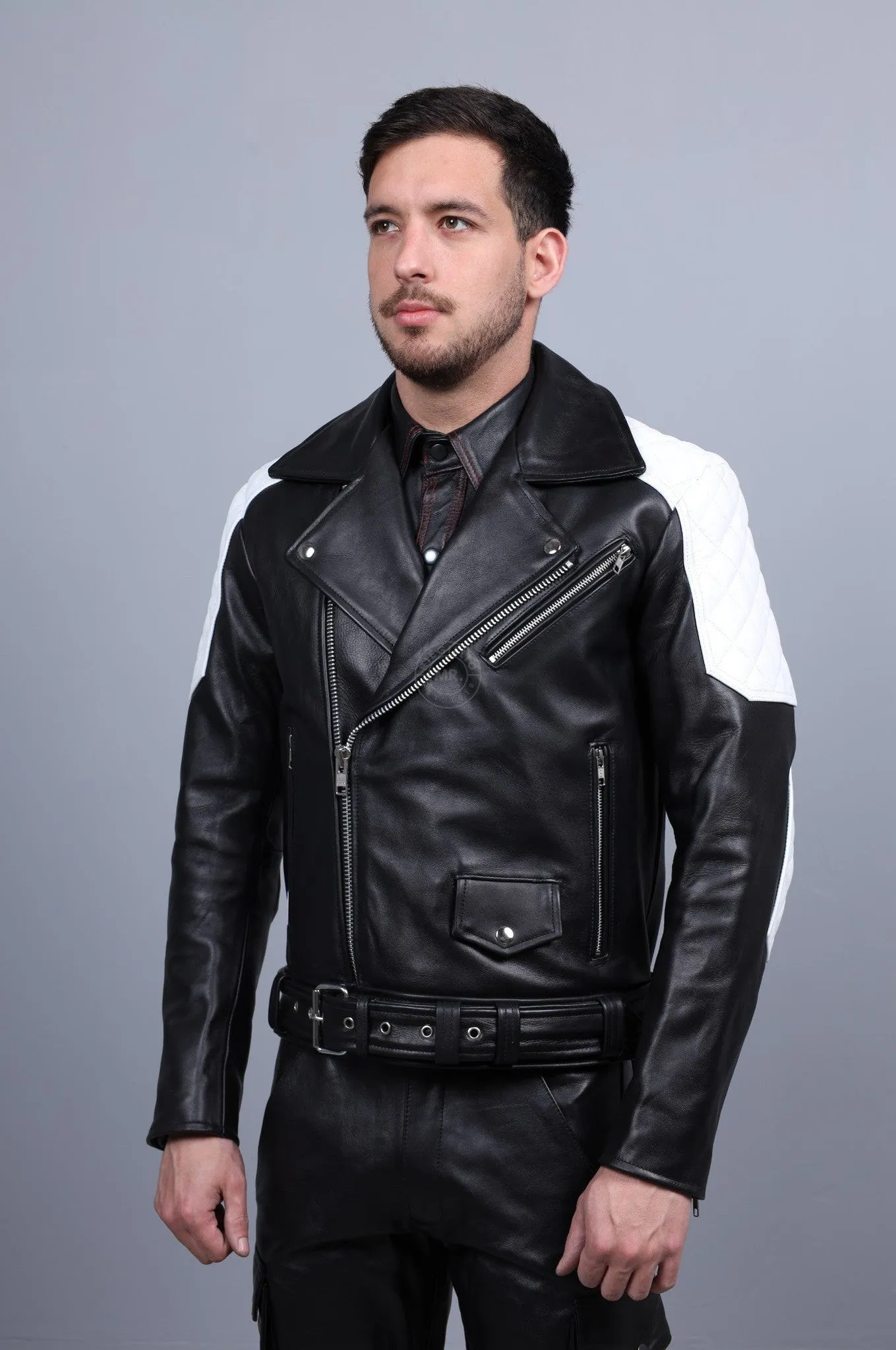 Leather Brando Jacket - White Padding