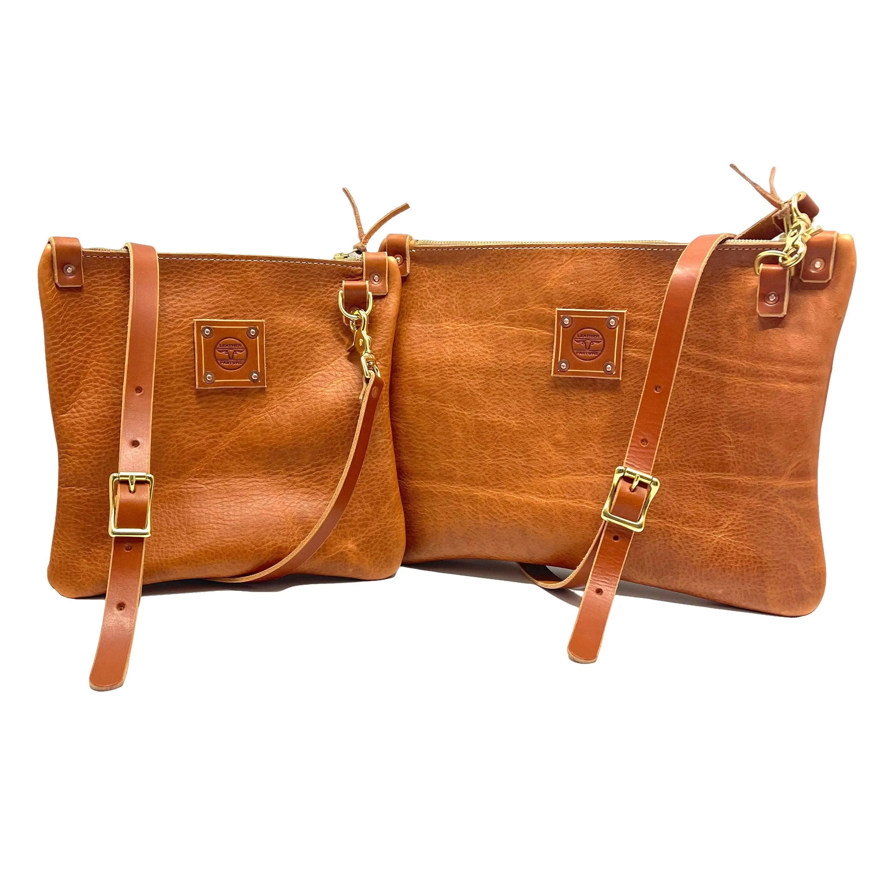 Leather Messenger Bag in Copper